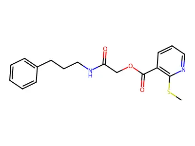 [2-Oxo-2-(3-phenylpropylamino)ethyl] 2-methylsulfanylpyridine-3-carboxylate structure