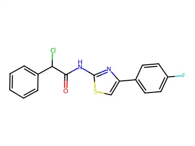 2-chloro-N-[4-(4-fluorophenyl)-1,3-thiazol-2-yl]-2-phenylacetamide structure