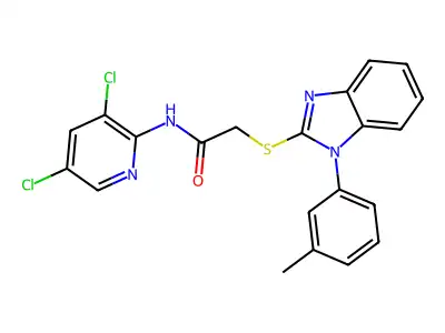 N-(3,5-dichloropyridin-2-yl)-2-[1-(3-methylphenyl)benzimidazol-2-yl]sulfanylacetamide structure