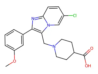 1-((6-Chloro-2-(3-methoxyphenyl)imidazo[1,2-a]pyridin-3-yl)methyl)piperidine-4-carboxylic acid structure