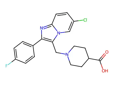 1-((6-Chloro-2-(4-fluorophenyl)imidazo[1,2-a]pyridin-3-yl)methyl)piperidine-4-carboxylic acid structure