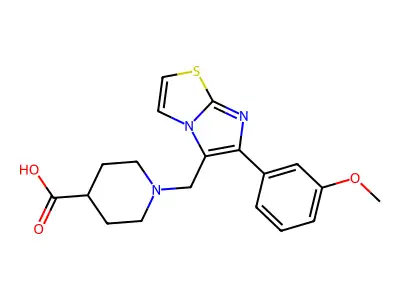 1-[6-(3-Methoxy-phenyl)-imidazo[2,1-b]thiazol-5-ylmethyl]-piperidine-4-carboxylic acid structure
