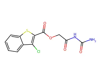 [2-(Carbamoylamino)-2-oxoethyl] 3-chloro-1-benzothiophene-2-carboxylate structure