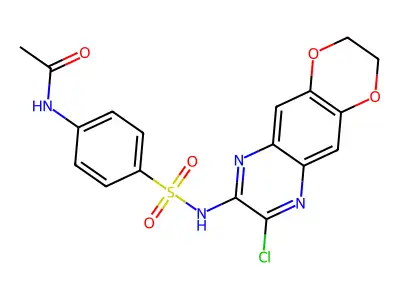 N-[4-({8-chloro-2H,3H-[1,4]dioxino[2,3-g]quinoxalin-7-yl}sulfamoyl)phenyl]acetamide structure