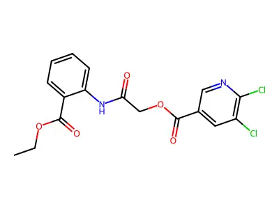 {[2-(Ethoxycarbonyl)phenyl]carbamoyl}methyl 5,6-dichloropyridine-3-carboxylate structure