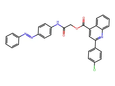4-Quinolinecarboxylic acid, 2-(4-chlorophenyl)-, 2-oxo-2-[[4-(2-phenyldiazenyl)phenyl]amino]ethyl ester structure
