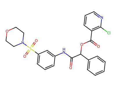 [2-(3-morpholin-4-ylsulfonylanilino)-2-oxo-1-phenylethyl] 2-chloropyridine-3-carboxylate structure