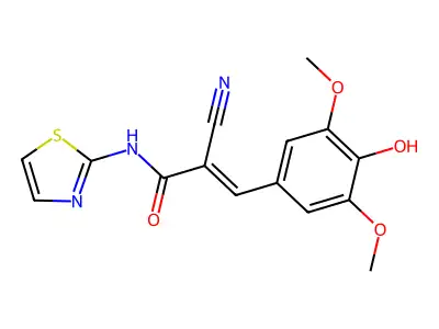 2-cyano-3-(4-hydroxy-3,5-dimethoxyphenyl)-N-(1,3-thiazol-2-yl)prop-2-enamide structure