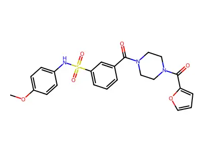 3-[4-(furan-2-carbonyl)piperazine-1-carbonyl]-N-(4-methoxyphenyl)benzenesulfonamide structure