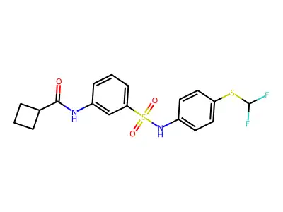 N-[3-[[4-(difluoromethylsulfanyl)phenyl]sulfamoyl]phenyl]cyclobutanecarboxamide structure