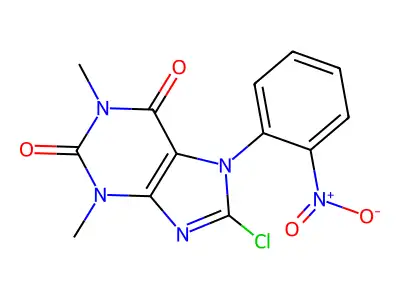 1H-Purine-2,6-dione, 3,7-dihydro-8-chloro-1,3-dimethyl-7-(2-nitrophenyl)- structure