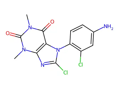 Theophylline, 7-(4-amino-2-chlorophenyl)-8-chloro- structure