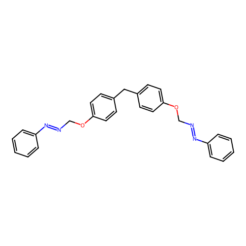 Phenyl-[[4-[[4-(phenyldiazenylmethoxy)phenyl]methyl]phenoxy]methyl]diazene structure