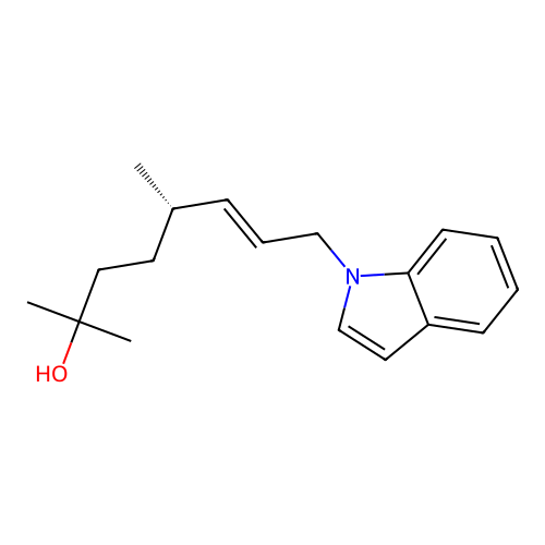 (E,5S)-8-indol-1-yl-2,5-dimethyloct-6-en-2-ol structure