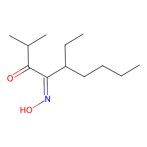 (4Z)-5-ethyl-4-hydroxyimino-2-methylnonan-3-one structure