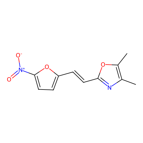 Oxazole, 4,5-dimethyl-2-(2-(5-nitrofuryl)vinyl)- structure
