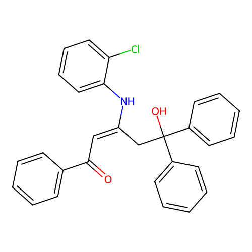3-(2-Chloroanilino)-5-hydroxy-1,5,5-triphenylpent-2-en-1-one structure