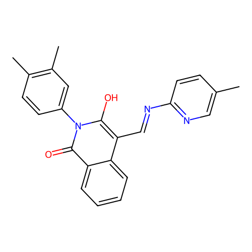 2-(3,4-dimethylphenyl)-4-[[(5-methylpyridin-2-yl)amino]methylidene]isoquinoline-1,3-dione structure