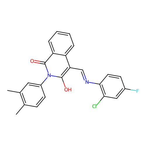 4-[(2-chloro-4-fluoroanilino)methylidene]-2-(3,4-dimethylphenyl)isoquinoline-1,3-dione structure
