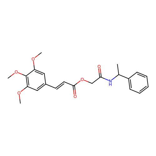 [2-oxo-2-(1-phenylethylamino)ethyl] (E)-3-(3,4,5-trimethoxyphenyl)prop-2-enoate structure