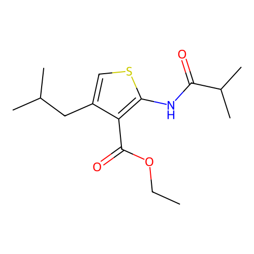 4-Isobutyl-2-isobutyrylamino-thiophene-3-carboxylic acid ethyl ester structure