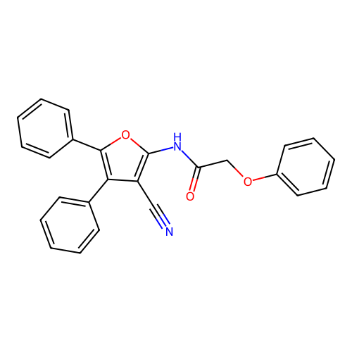 N-(3-cyano-4,5-diphenylfuran-2-yl)-2-phenoxyacetamide structure