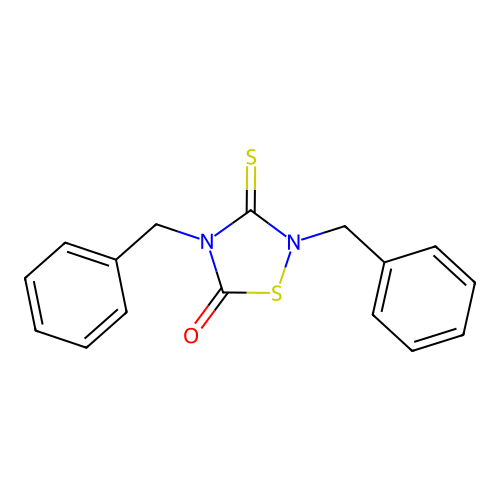 2,4-Dibenzyl-5-oxothiadiazolidine-3-thione structure