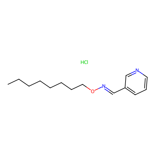 3-Pyridinecarboxaldehyde, O-octyloxime, monohydrochloride structure
