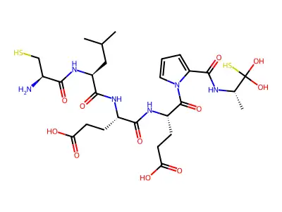 Cysteinyl-leucyl-glutamyl-glutamyl-prolyl-cysteine cyclic disulfide structure