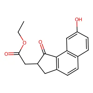 Ethyl 2-(8-hydroxy-1-oxo-2,3-dihydrocyclopenta[a]naphthalen-2-yl)acetate structure
