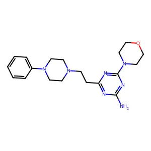 1,3,5-Triazin-2-amine, 4-(4-morpholinyl)-6-(2-(4-phenyl-1-piperazinyl)ethyl)- structure