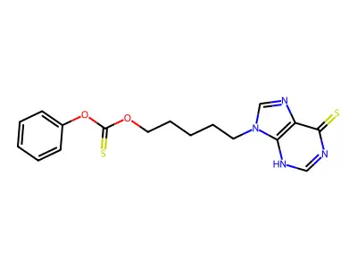 9-(5-phenoxycarbothioyloxypentyl)-3H-purine-6-thione structure