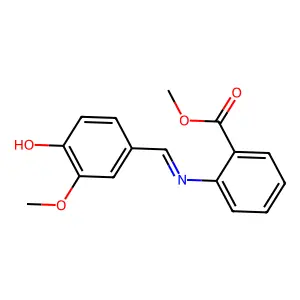 Benzoic acid, 2-[[(4-hydroxy-3-methoxyphenyl)methylene]amino]-, methyl ester structure