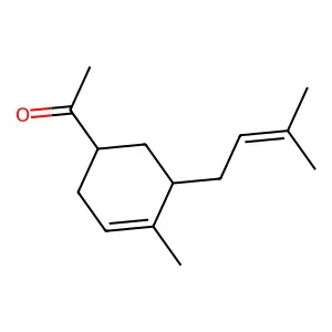 Ethanone, 1-(4-methyl-5-(3-methyl-2-buten-1-yl)-3-cyclohexen-1-yl)- structure