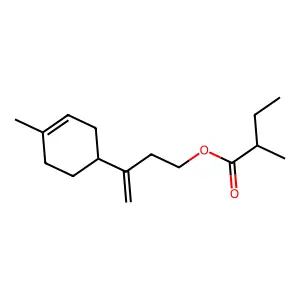 Butanoic acid, 2-methyl-, 3-(4-methyl-3-cyclohexen-1-yl)-3-buten-1-yl ester structure