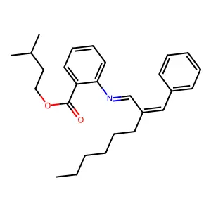 Benzoic acid, 2-((2-(phenylmethylene)octylidene)amino)-, 3-methylbutyl ester structure