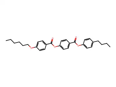 Benzoic acid, 4-(hexyloxy)-, 4-[(4-butylphenoxy)carbonyl]phenyl ester structure
