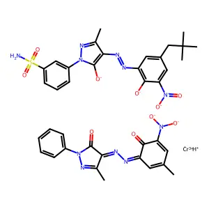 Chromate(1-), (2,4-dihydro-4-((2-(hydroxy-kappaO)-5-methyl-3-nitrophenyl)azo-kappaN1)-5-methyl-2-phenyl-3H-pyrazol-3-onato(2-)-kappaO3)(3-(4-((5-(2,2-dimethylpropyl)-2-(hydroxy-kappaO)-3-nitrophenyl)azo-kappaN1)-4,5-dihydro-3-methyl-5-(oxo-kappaO)-1H-pyrazol-1-yl)benzenesulfonamidato(2-))-, hydrogen structure