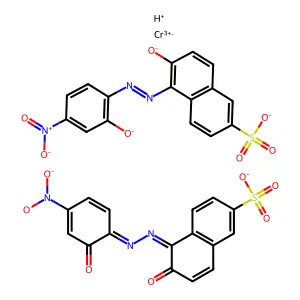 Chromate(3-), bis(6-(hydroxy-kappaO)-5-((2-(hydroxy-kappaO)-4-nitrophenyl)azo-kappaN1)-2-naphthalenesulfonato(3-))-, trihydrogen structure