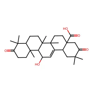 Olean-12-en-28-oic acid, 11-hydroxy-3,21-dioxo-, (11alpha)- structure