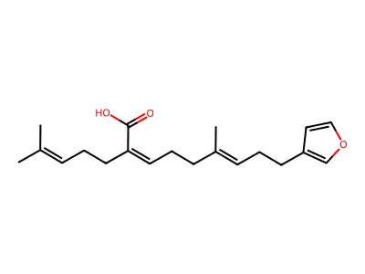 9-(Furan-3-yl)-6-methyl-2-(4-methylpent-3-enyl)nona-2,6-dienoic acid structure
