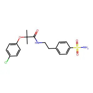 2-(4-chlorophenoxy)-2-methyl-N-[2-(4-sulfamoylphenyl)ethyl]propanamide structure