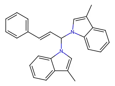1,1'-(3-Phenyl-2-propen-1-ylidene)bis[3-methyl-1H-indole] structure