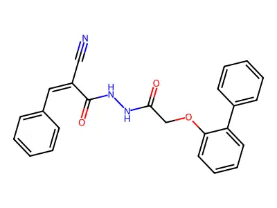 N'-(2-{[1,1'-biphenyl]-2-yloxy}acetyl)-2-cyano-3-phenylprop-2-enehydrazide structure