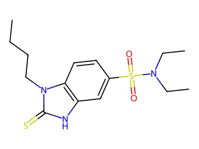 1-butyl-N,N-diethyl-2-sulfanyl-1H-1,3-benzodiazole-5-sulfonamide structure