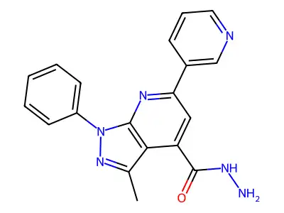 3-methyl-1-phenyl-6-(pyridin-3-yl)-1H-pyrazolo[3,4-b]pyridine-4-carbohydrazide structure