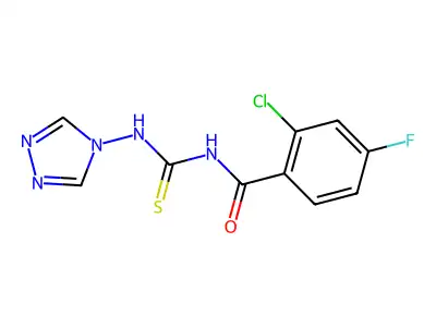 2-chloro-4-fluoro-N-(1,2,4-triazol-4-ylcarbamothioyl)benzamide structure