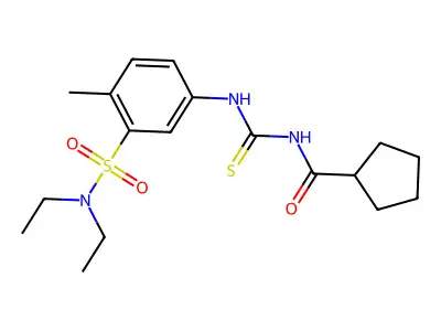 N-[[3-(diethylsulfamoyl)-4-methylphenyl]carbamothioyl]cyclopentanecarboxamide structure
