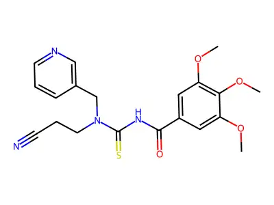 N-[2-cyanoethyl(pyridin-3-ylmethyl)carbamothioyl]-3,4,5-trimethoxybenzamide structure