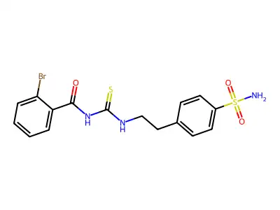 2-bromo-N-[2-(4-sulfamoylphenyl)ethylcarbamothioyl]benzamide structure